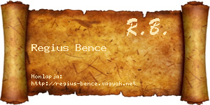 Regius Bence névjegykártya